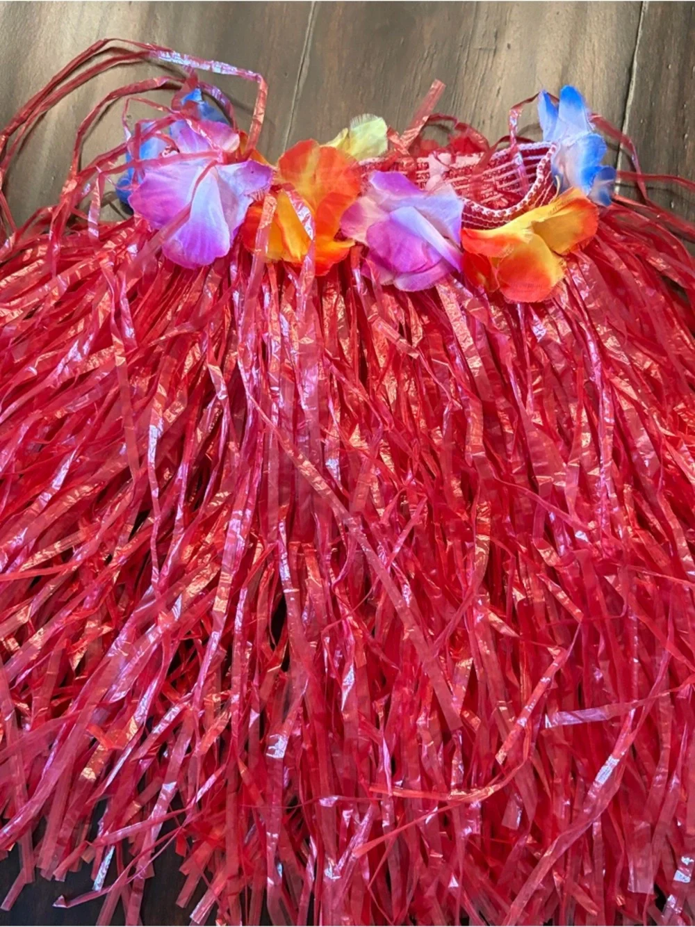Girls Play Hawaiian Hula Grass Skirts with Adjustable Flower Waistbands